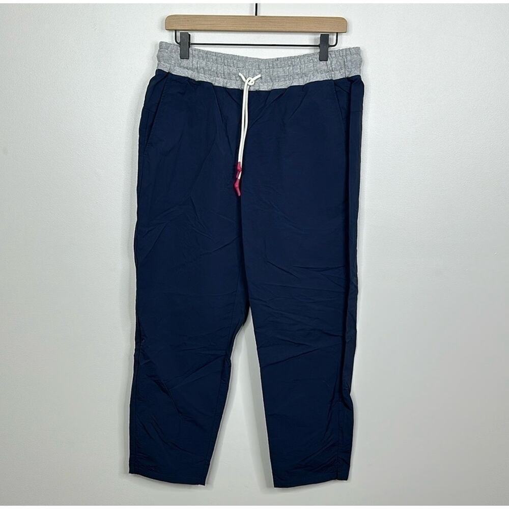 Johnny Was Calme Mix Nylon Navy Blue Tapered Leg Track Pants Women's L NWT